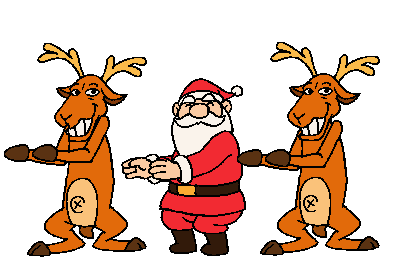 Renifery tańczące z Mikołajem